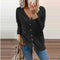 Nora | Women's Long Sleeve Button Front V Neck Cardigan - Black