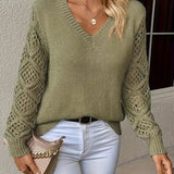 Clementine | Women's V Neck Jumper - Olive Green