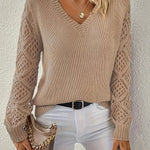 Clementine | Women's V Neck Jumper - Khaki