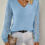 Clementine | Women's V Neck Jumper - Light Blue