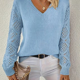Clementine | Women's V Neck Jumper - Light Blue