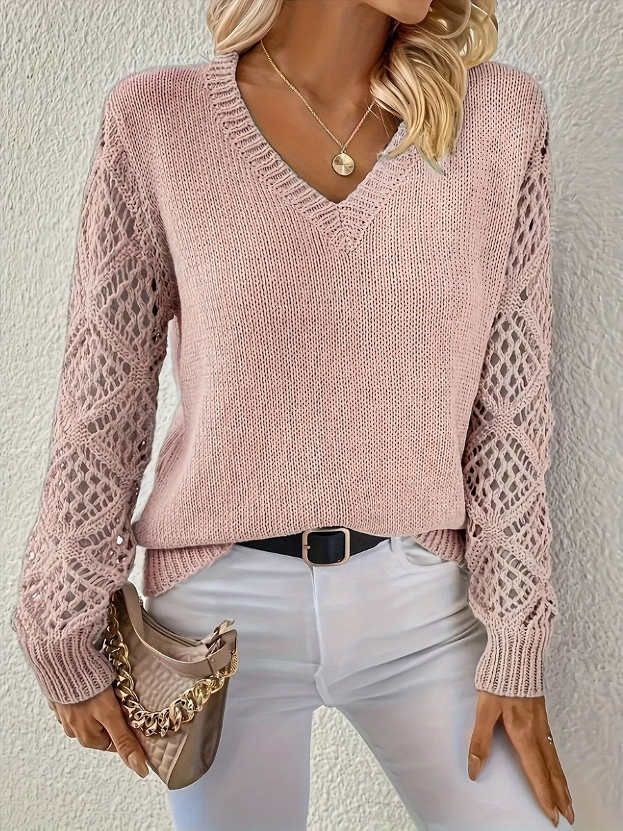 Clementine | Women's V Neck Jumper - Pink