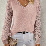 Clementine | Women's V Neck Jumper - Pink