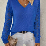 Clementine | Women's V Neck Jumper - Blue