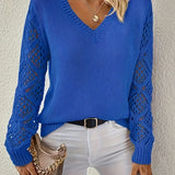 Clementine | Women's V Neck Jumper - Blue