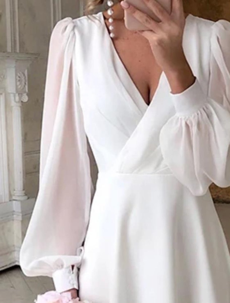 Skye | Women's Long Sleeve V Neck Midi Wedding Guest Dress