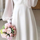 Skye | Women's Long Sleeve V Neck Midi Wedding Guest Dress
