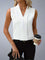 Molly | Women's Pleated Sleeveless V Neck Blouse - White