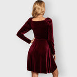 Imogen | Women's Long Sleeve Velvet V Neck Dress