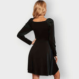 Imogen | Women's Long Sleeve Velvet V Neck Dress