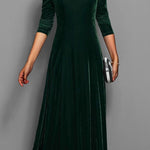 Eliza | Women's Long Sleeve Velvet Maxi Wedding Guest Dress