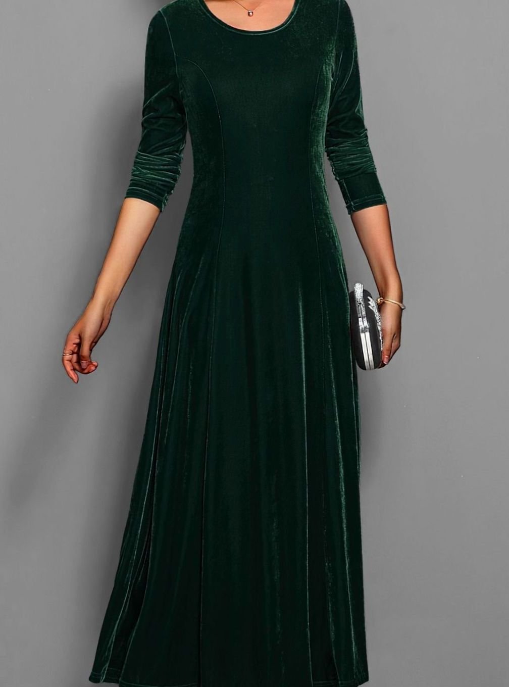 Eliza | Women's Long Sleeve Velvet Maxi Wedding Guest Dress
