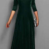 Eliza | Women's Long Sleeve Velvet Maxi Wedding Guest Dress