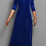 Eliza | Women's Long Sleeve Velvet Maxi Wedding Guest Dress - Blue