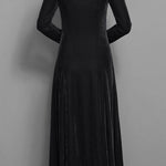 Eliza | Women's Long Sleeve Velvet Maxi Wedding Guest Dress - Black