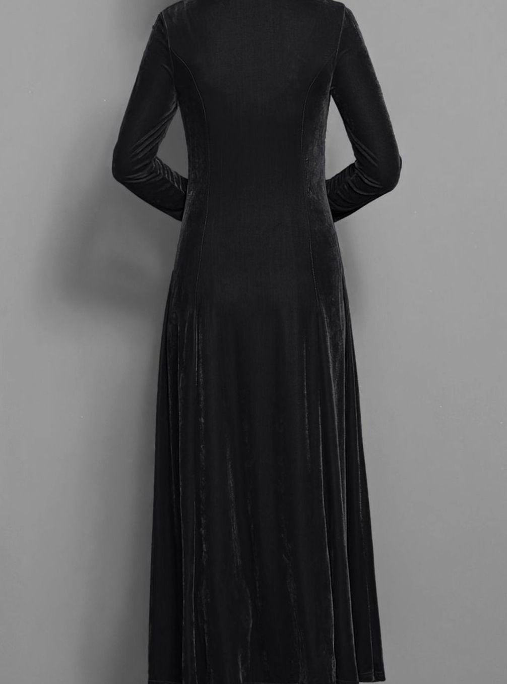 Eliza | Women's Long Sleeve Velvet Maxi Wedding Guest Dress - Black