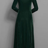 Eliza | Women's Long Sleeve Velvet Maxi Wedding Guest Dress