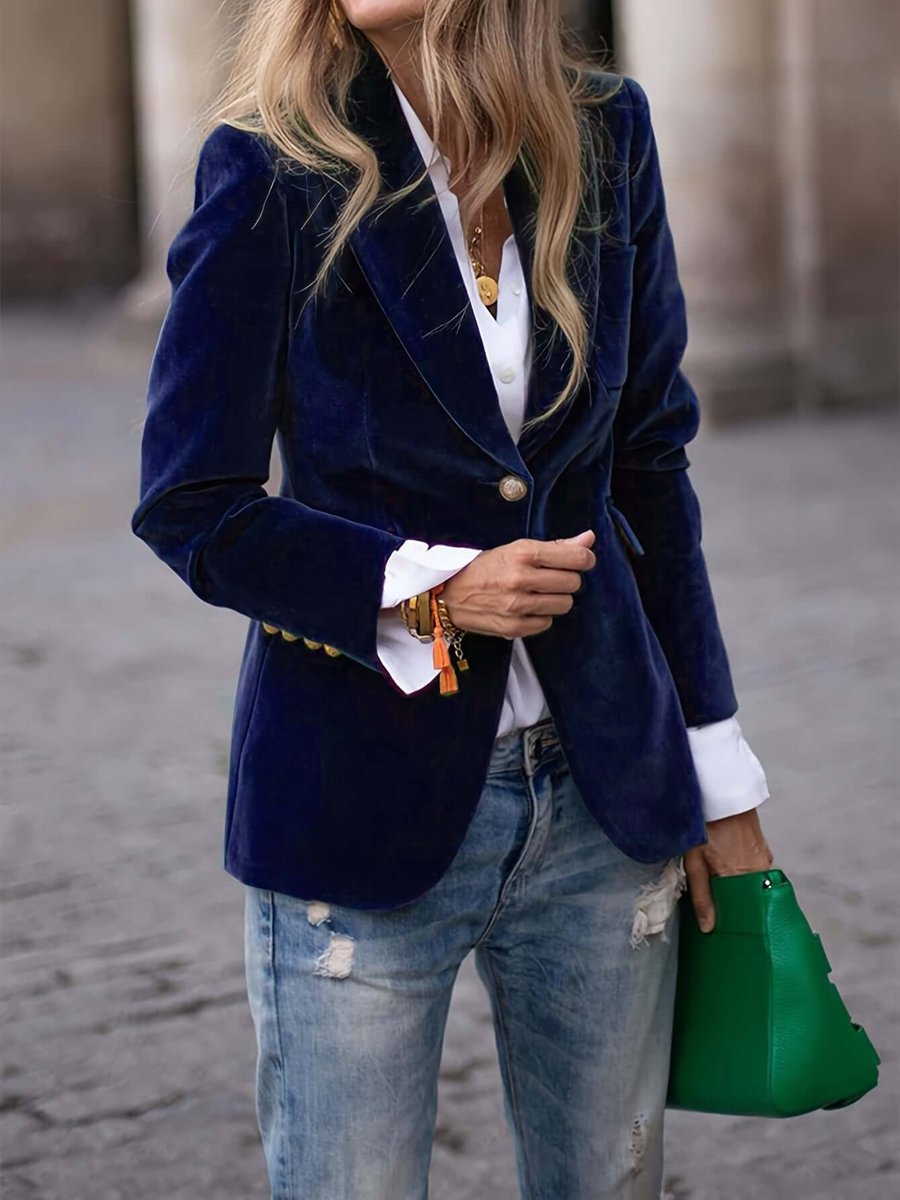 Noelle | Women's Single Breasted Blazer - Navy Blue
