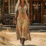 Matilda | Women's Long Sleeve V Neck Relaxed Fit Maxi Dress