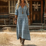 Matilda | Women's Long Sleeve V Neck Relaxed Fit Maxi Dress
