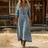 Matilda | Women's Long Sleeve V Neck Relaxed Fit Maxi Dress