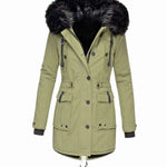 Daisy | Women's Hooded Faux Fur Parka - Green