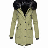 Daisy | Women's Hooded Faux Fur Parka - Green