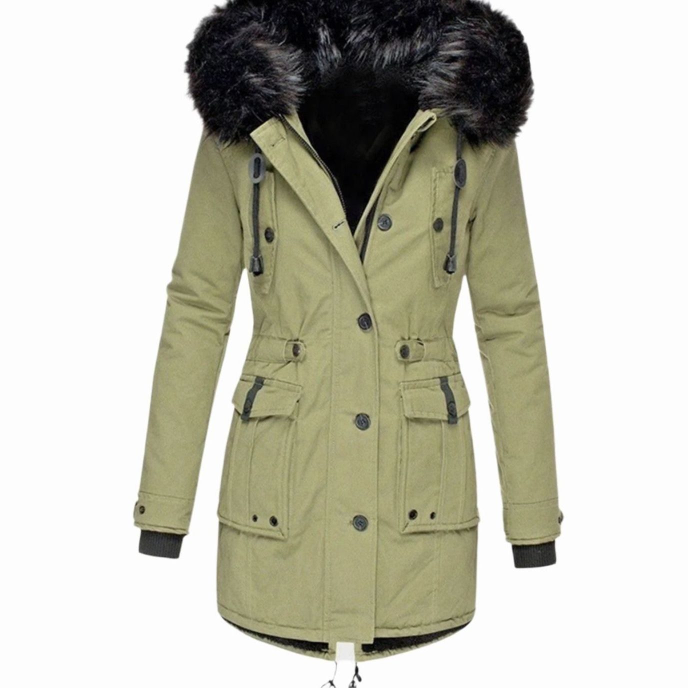 Daisy | Women's Hooded Faux Fur Parka - Green