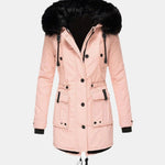 Daisy | Women's Hooded Faux Fur Parka - Pink