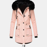 Daisy | Women's Hooded Faux Fur Parka - Pink