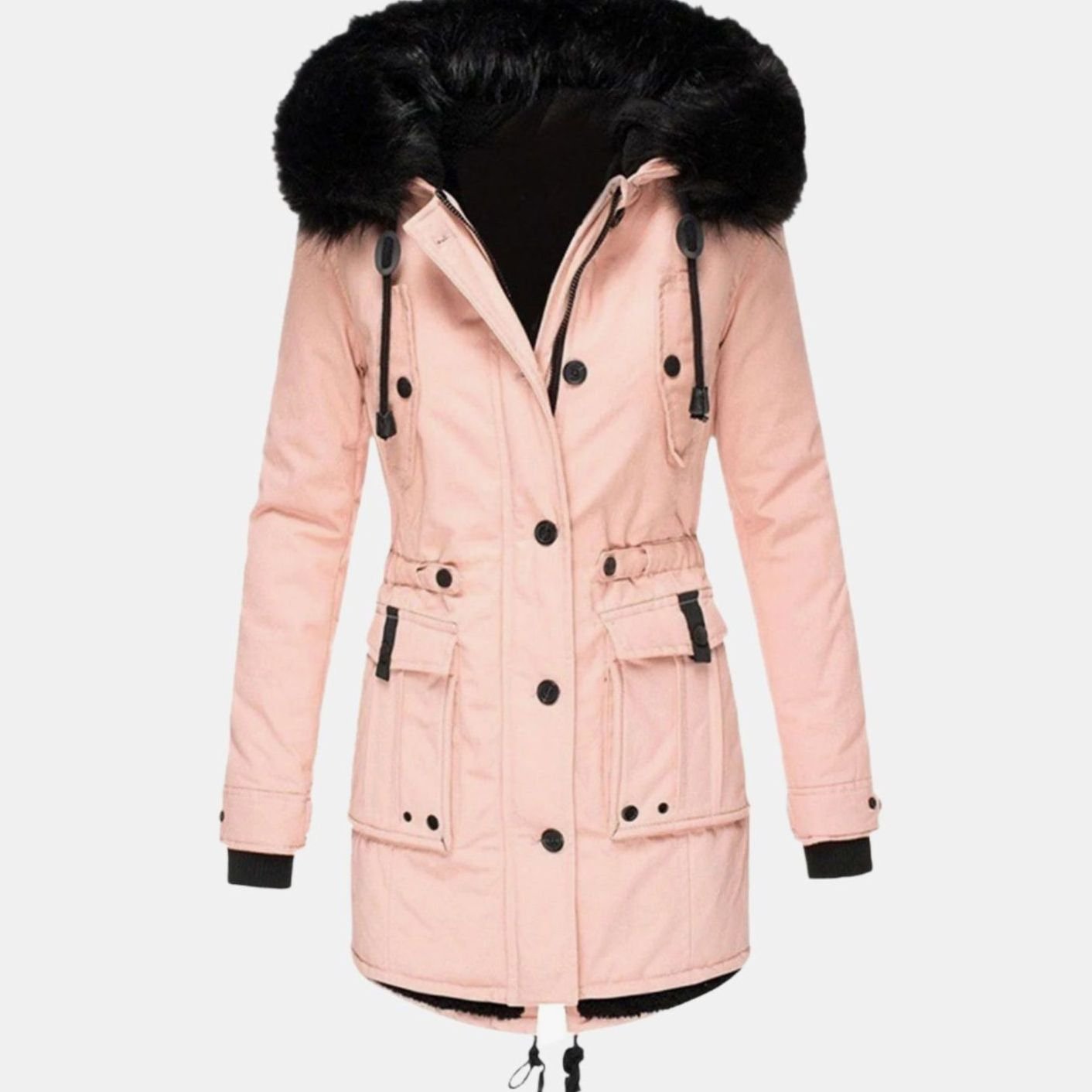 Daisy | Women's Hooded Faux Fur Parka - Pink