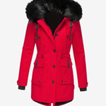 Daisy | Women's Hooded Faux Fur Parka - Red