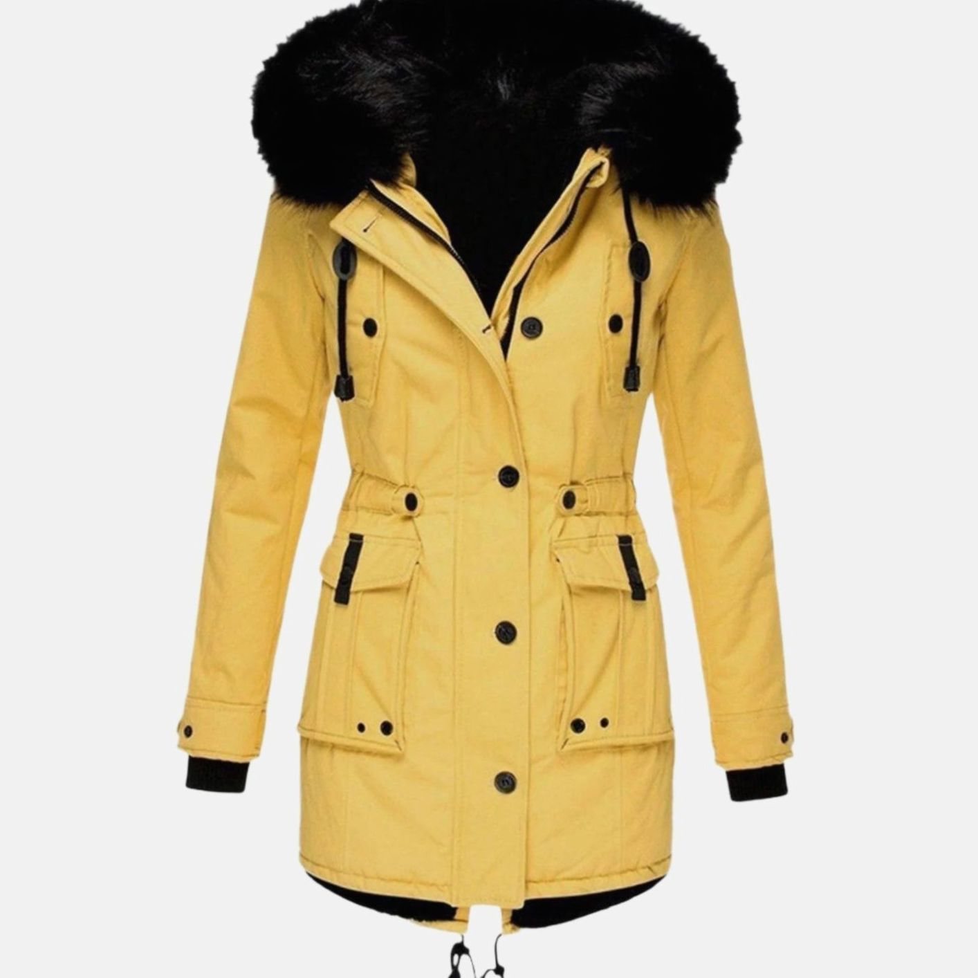Daisy | Women's Hooded Faux Fur Parka - Gold