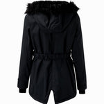 Daisy | Women's Hooded Faux Fur Parka - Black