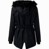 Daisy | Women's Hooded Faux Fur Parka - Black