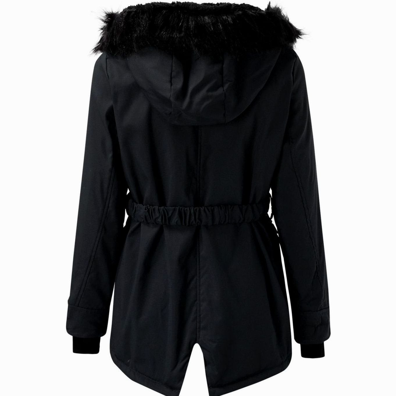 Daisy | Women's Hooded Faux Fur Parka - Black