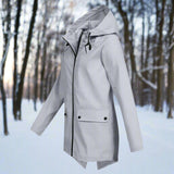 Cora | Women's Hooded Waterproof Rain Jacket - Grey