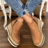 Miranda | Women's Platform Wedge Leather Look Ankle Boots