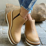 Miranda | Women's Platform Wedge Leather Look Ankle Boots