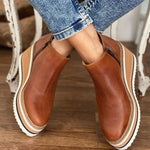 Miranda | Women's Platform Wedge Leather Look Ankle Boots