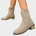 Camilla | Women's Suede Look Western Boots - Grey